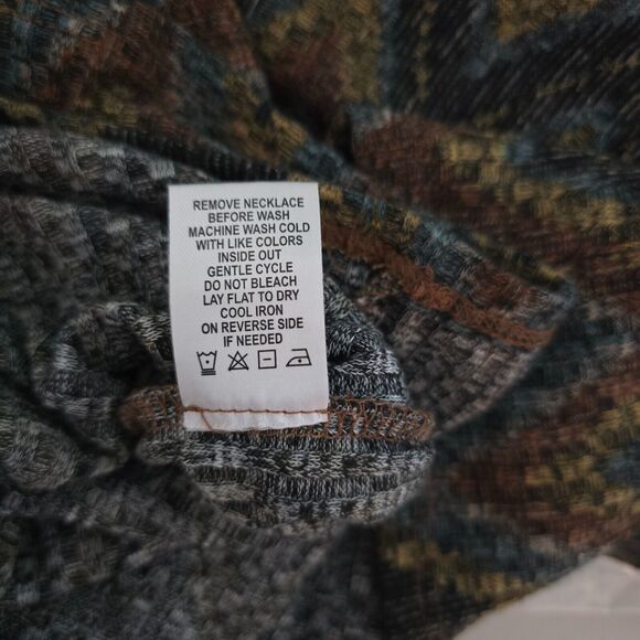 Tacera Knit Dress Women's XL Multi-Color Long Sleeve Round Neck Chevron Pattern - Picture 4 of 12